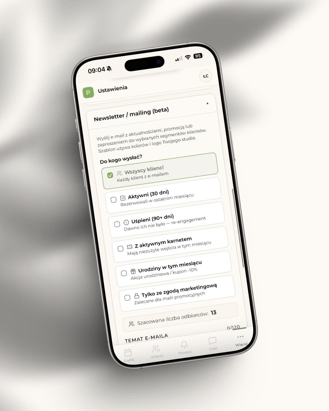 Kampania SMS i newsletter dla klientów studia fitness