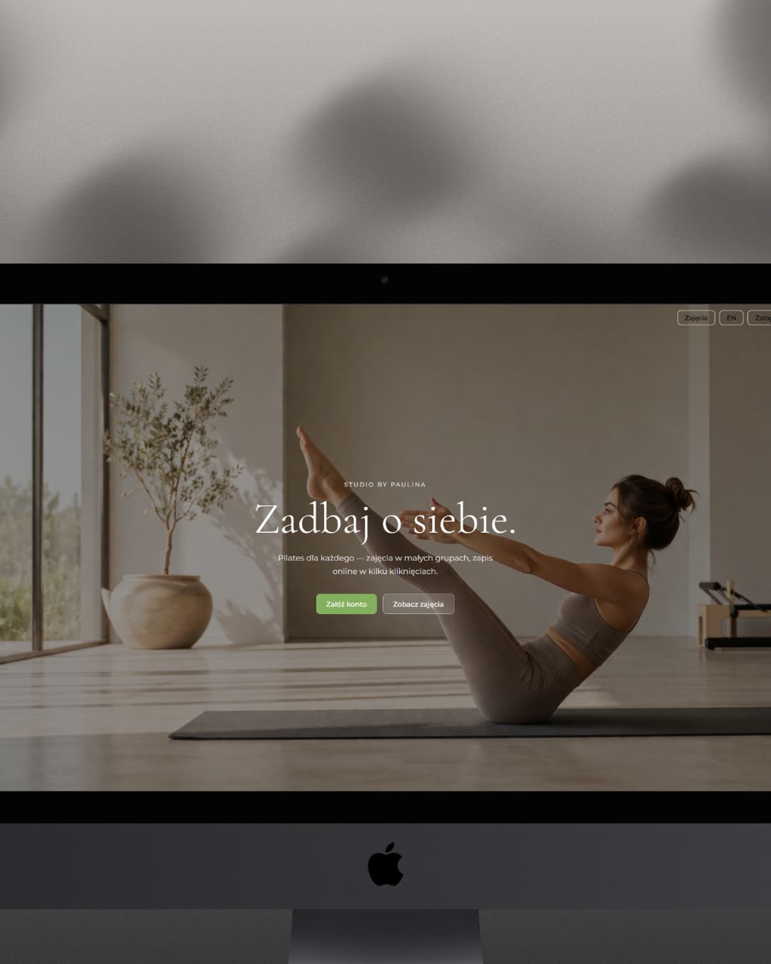 Własna strona studia pilates na STUDIOVA — landing page